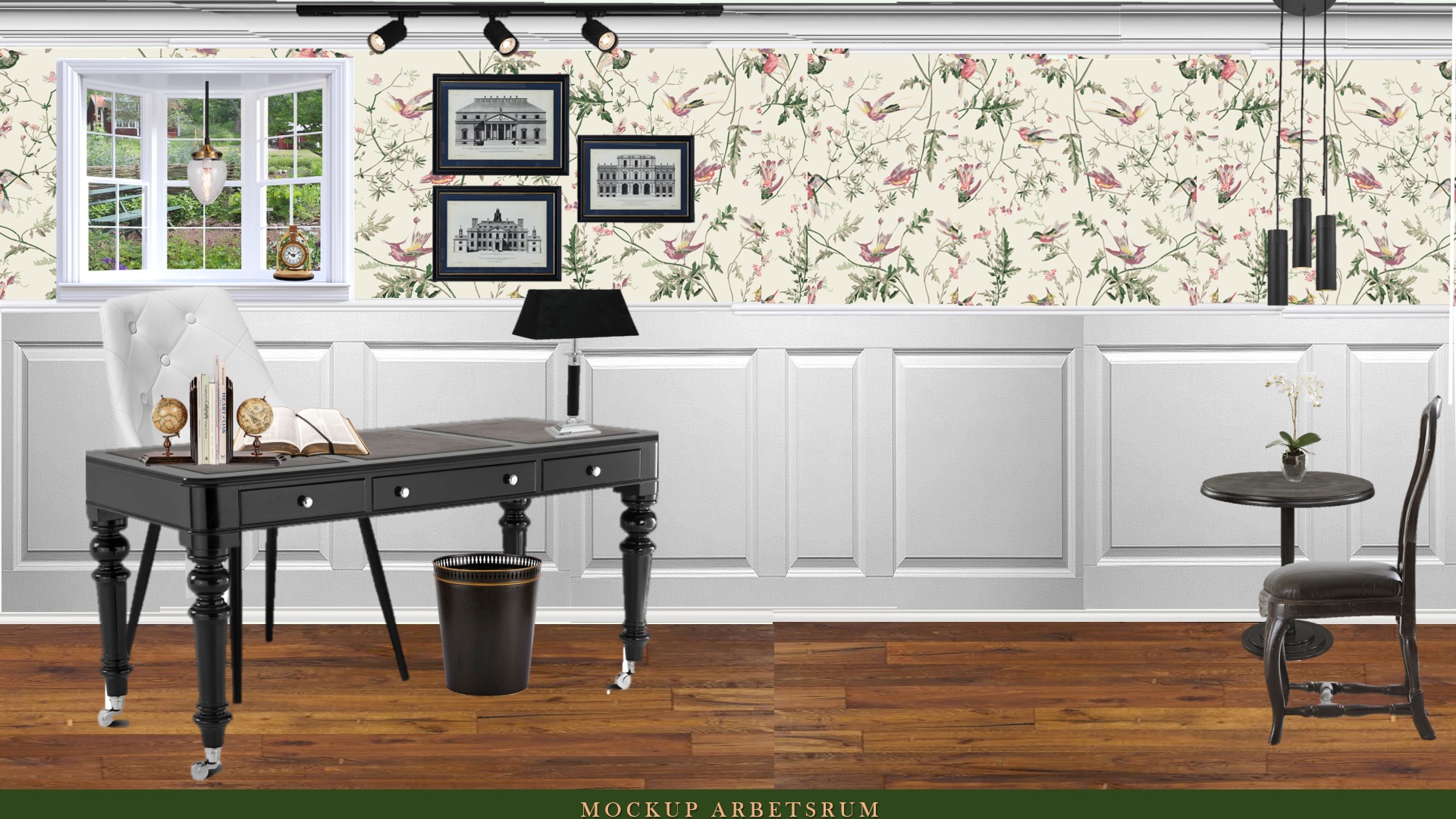 Inredning av arbetsrum till kund i villa.